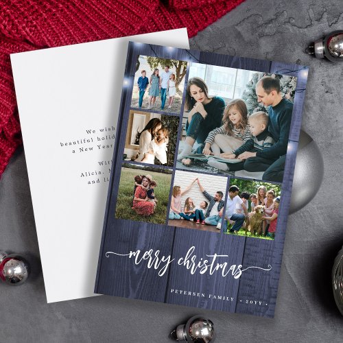 Merry Christmas multi family photo rustic winter Holiday Card