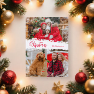 Merry Christmas Multi Image Letterpress Photo Cards