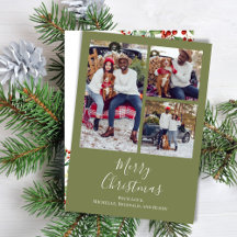 Merry Christmas Multi Photo Botanical Red Holly