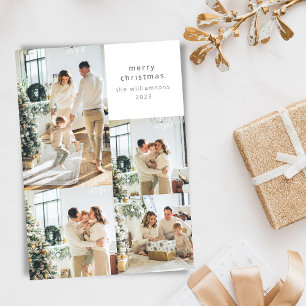 Merry Christmas Multi Photo Collage Custom Message Holiday Card