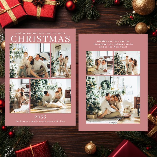 Merry Christmas Multi Photo Holiday Card (Creator Uploaded)
