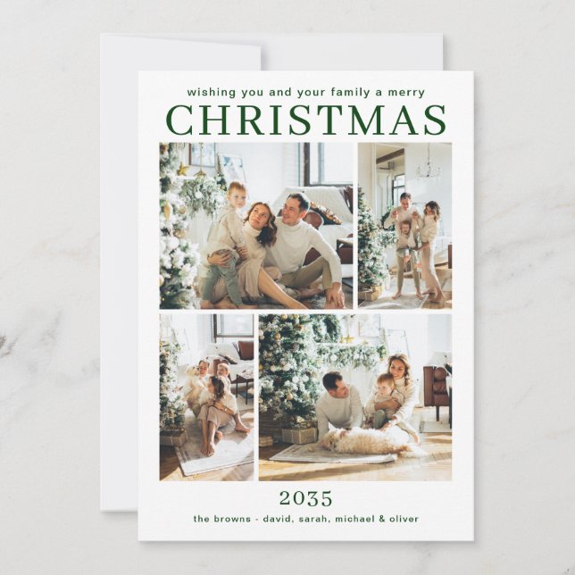 Merry Christmas Multi Photo Holiday Card (Front)