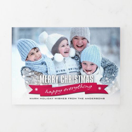 Merry Christmas Multi Photo Holiday  Tri_Fold Card