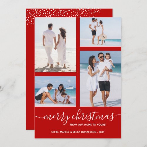 Merry Christmas Multi Photo Scarlet Holiday Card
