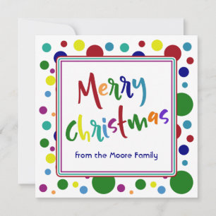 Merry Christmas Multicolored Letters Colorful Dots Holiday Card