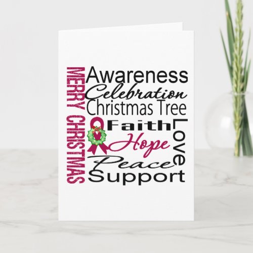 Merry Christmas Multiple Myeloma Ribbon Collage Holiday Card