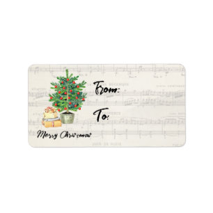 Merry Christmas Music Paper Winter Greeting Season Label