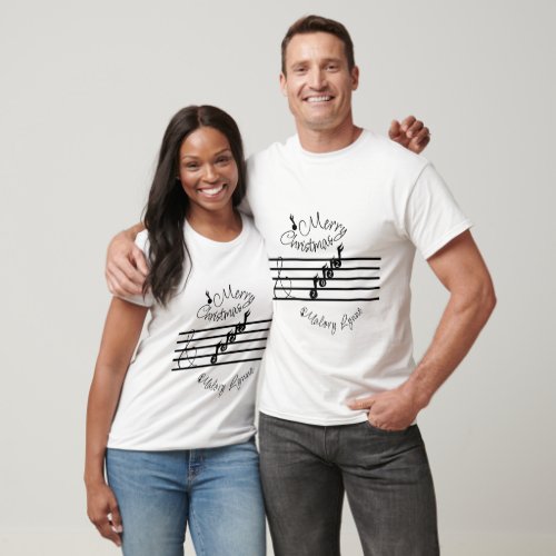 Merry Christmas Music Staff Notes Couples Singles T_Shirt