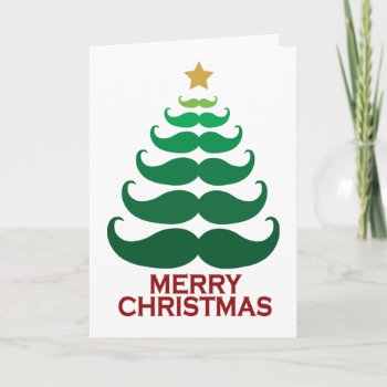 Merry Christmas Mustache Tree Holiday Card by worldsfair at Zazzle