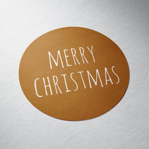 Merry Christmas Mustard yellow cute typography Classic Round Sticker