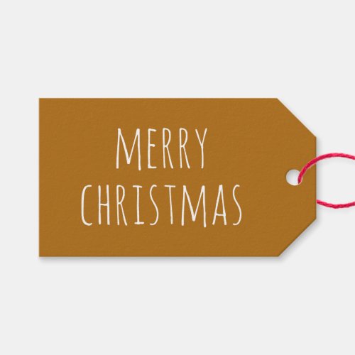 Merry Christmas Mustard yellow cute typography Gift Tags