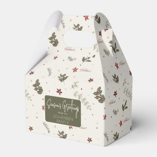 Merry Christmas Muted Holly Foliage Holiday Favor Boxes