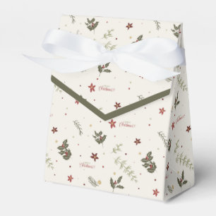 Merry Christmas Muted Holly Foliage Holiday Favor Boxes
