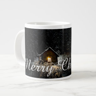 Merry Christmas Mystic Cabin Deep Woods Giant Coffee Mug