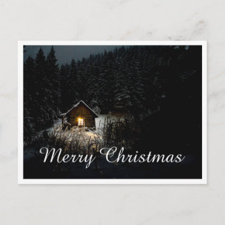 Merry Christmas Mystic Cabin Deep Woods Postcard
