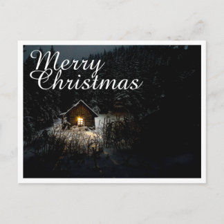 Merry Christmas Mystic Cabin Deep Woods Postcard