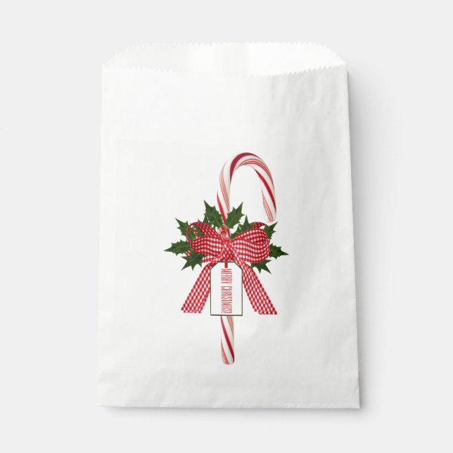 Merry Christmas Name Candy Canes Favor Bags (Front)
