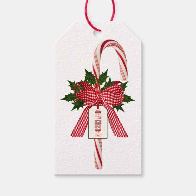 Merry Christmas Name Candy Canes Holidays Gift Tag (Front)