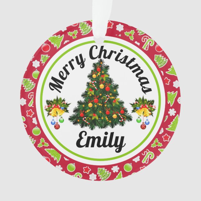 Merry Christmas Name Ornament (Front)