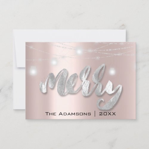 Merry Christmas Name Photo Tree Gray Lights Rose Invitation