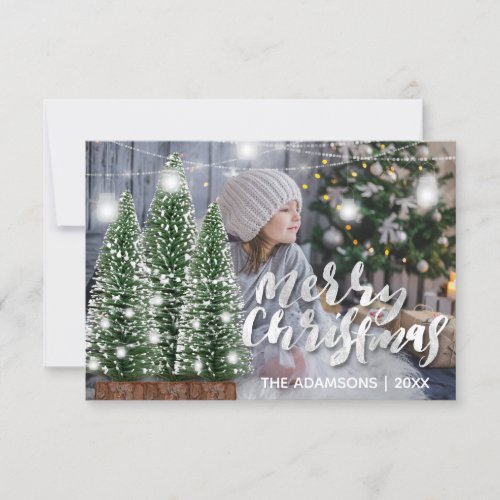 Merry Christmas Name Photo Tree Rose Lights Invitation