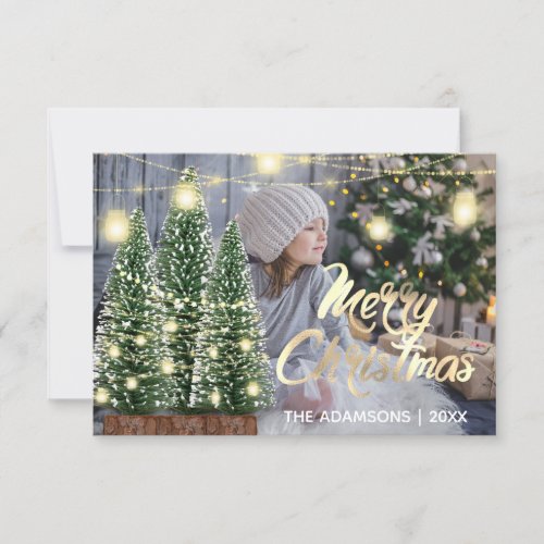 Merry Christmas Name Photo Tree Rose Lights Invitation