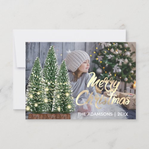 Merry Christmas Name Photo Tree Rose Lights Invitation