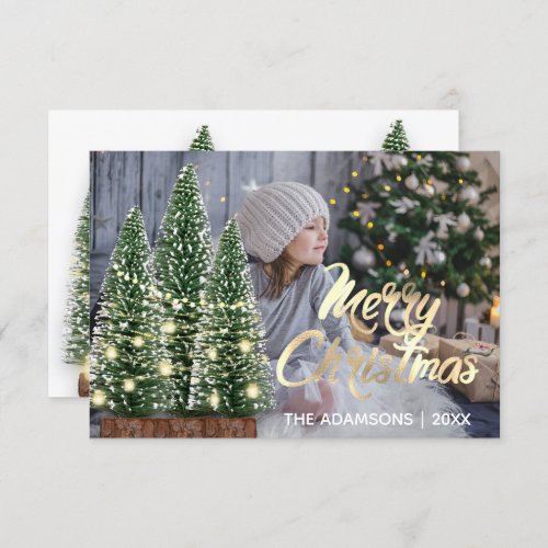 Merry Christmas Name Photo Tree White Lights Invitation