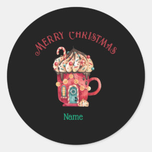 Merry Christmas Name Sweets House Youth Xs Xl T Sh Classic Round Sticker