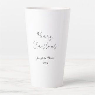 MERRY CHRISTMAS NAME YEAR 20XX SIMPLE MINIMAL  LATTE MUG