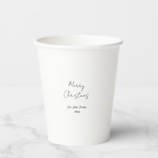 MERRY CHRISTMAS NAME YEAR 20XX SIMPLE MINIMAL  PAPER CUPS