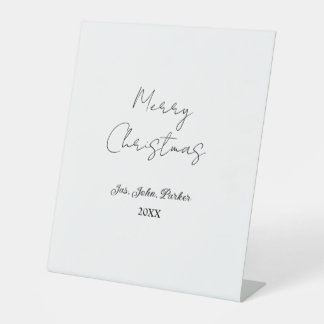 MERRY CHRISTMAS NAME YEAR 20XX SIMPLE MINIMAL  PEDESTAL SIGN