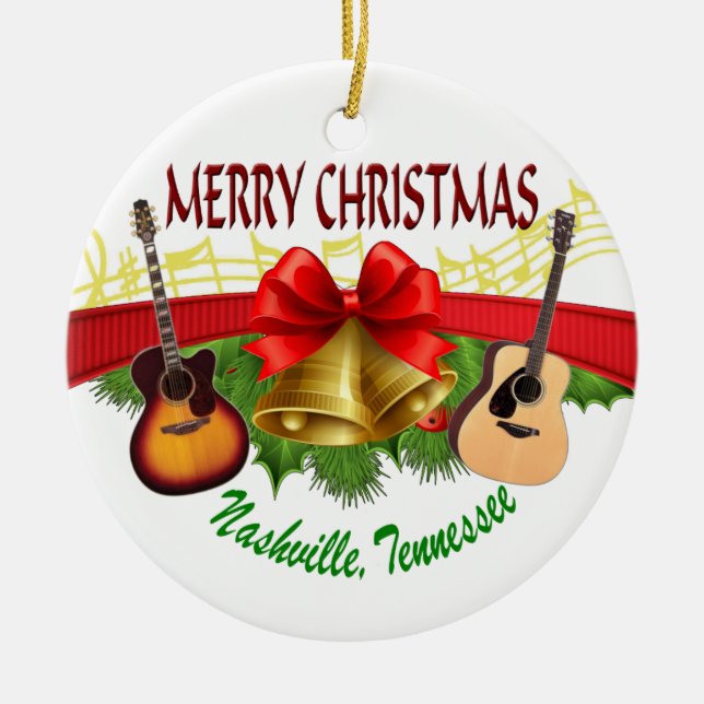 Merry Christmas Nashville Round Ornament (Front)