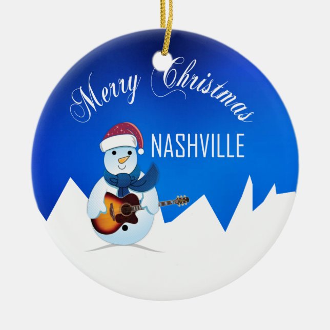 Merry Christmas Nashville Snowman Ornament (Front)