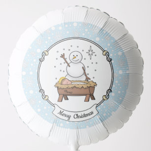 Merry Christmas Nativity Baby Jesus Snowman Balloon