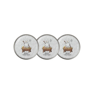 Merry Christmas Nativity Baby Jesus Snowman Golf Ball Marker