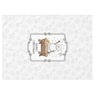 Merry Christmas Nativity Baby Jesus Snowman Tablecloth