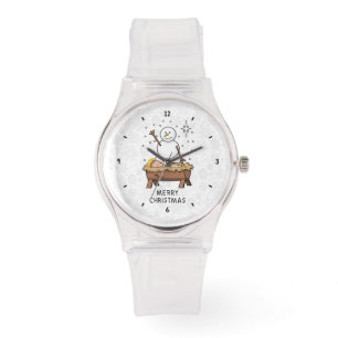 Merry Christmas Nativity Baby Jesus Snowman Watch