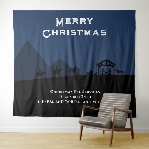 Merry Christmas Nativity Banner Backdrop