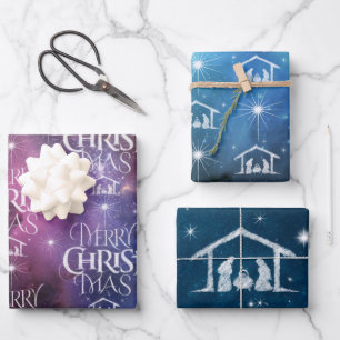 Merry CHRISTmas Nativity Christian Space Galaxy Wrapping Paper Sheets