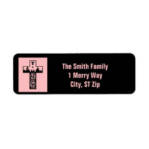 Merry Christmas Nativity Cross Pink Black Label