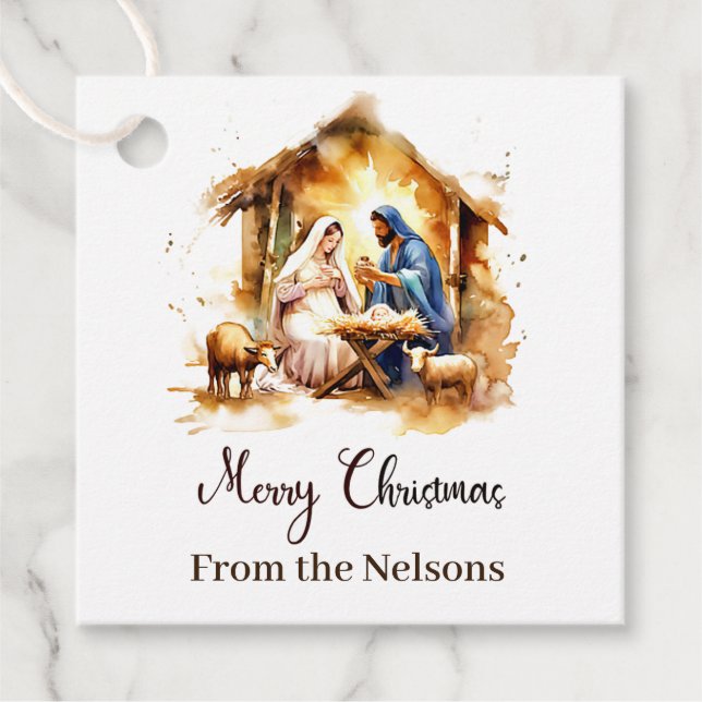 Merry Christmas Nativity Favor Tags (Front)