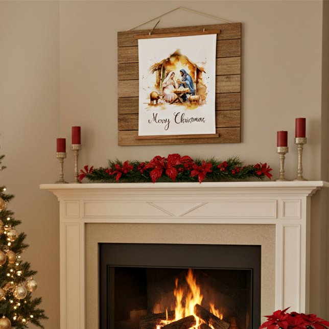 Merry Christmas Nativity Hanging Tapestry (Creator Uploaded)