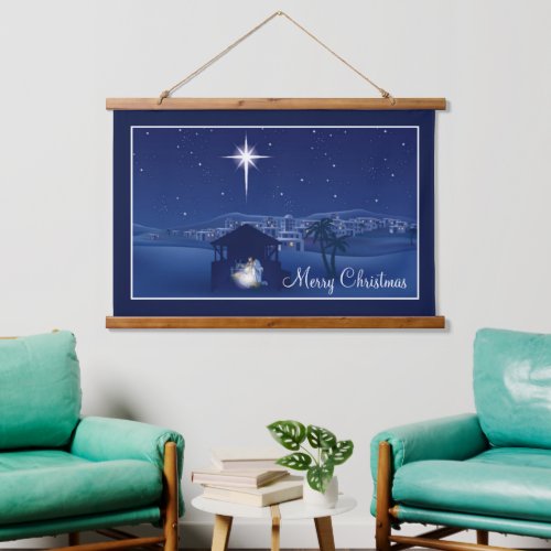 Merry Christmas Nativity  Hanging Tapestry