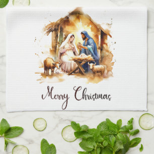 Merry Christmas Nativity Kitchen Towel