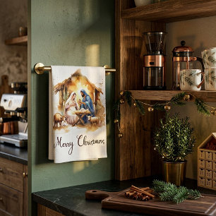 Merry Christmas Nativity Kitchen Towel
