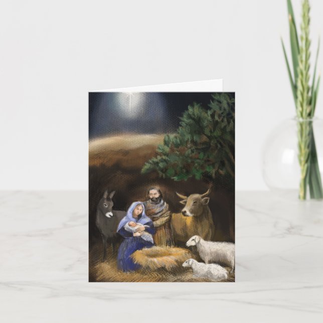Merry Christmas nativity Note Card (Front)