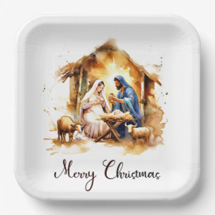 Merry Christmas Nativity Paper Plates