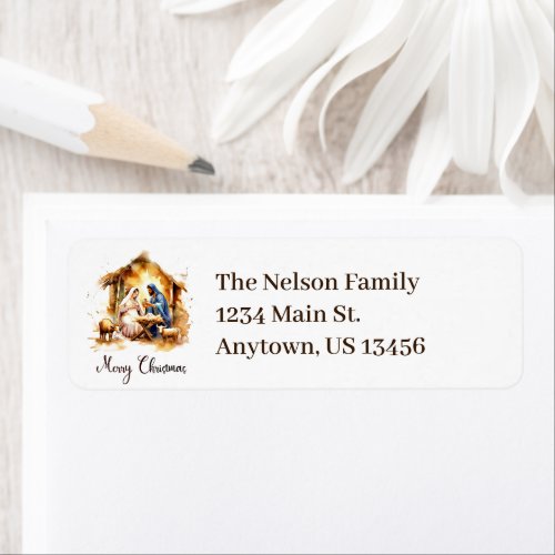 Merry Christmas Nativity personalized Label