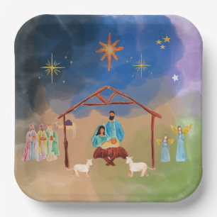MERRY CHRISTMAS NATIVITY PLATES